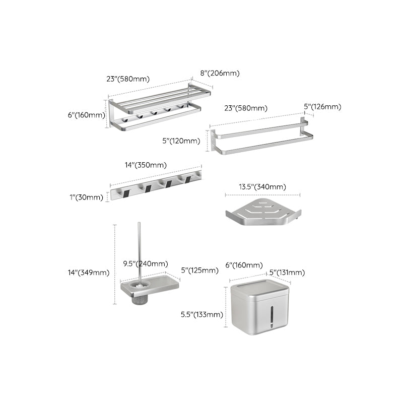 Modern Bath Hardware Set Silver Bath Shelf Towel Bar Bathroom Accessory Kit