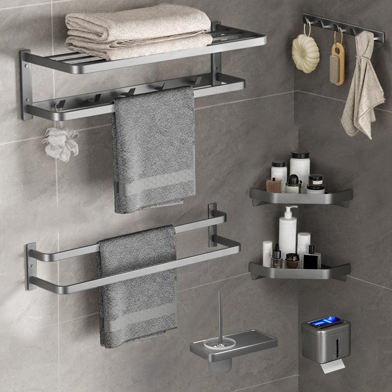 Modern Grey Bathroom Accessory Kit Paper Holder Bath Shelf Bath Hardware Set