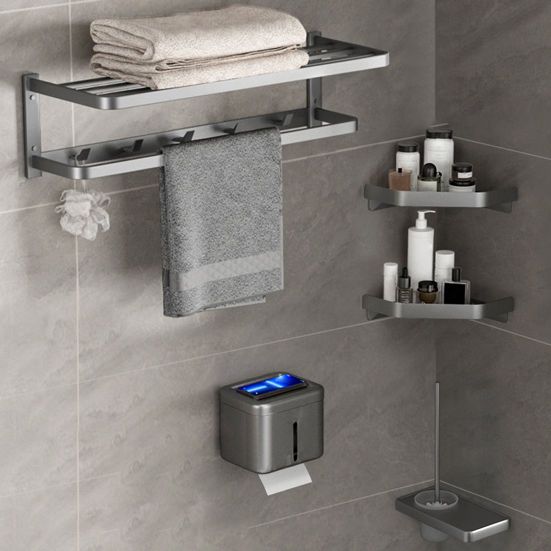 Modern Grey Bathroom Accessory Kit Paper Holder Bath Shelf Bath Hardware Set