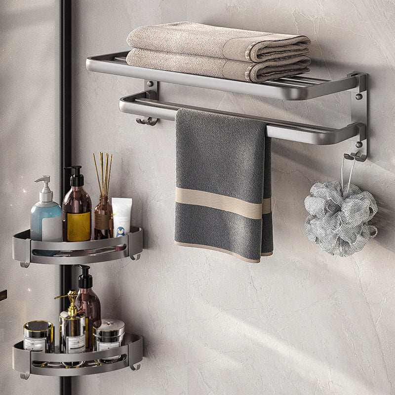 Modern Bath Hardware Set Towel Bar Paper Holder Grey Bathroom Accessory Kit