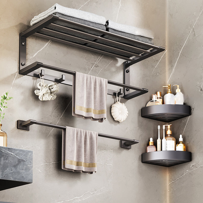 Modern Bathroom Accessory Kit Bath Shelf Towel Bar Grey Bath Hardware Set