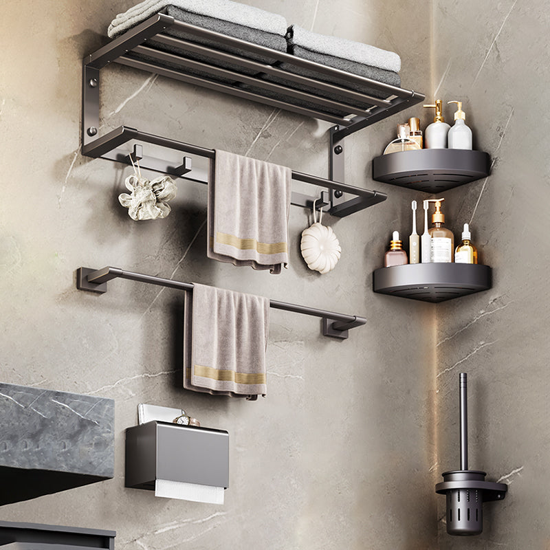 Modern Bathroom Accessory Kit Bath Shelf Towel Bar Grey Bath Hardware Set