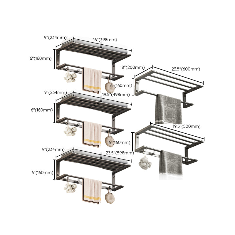 Modern Bathroom Accessory Kit Bath Shelf Towel Bar Grey Bath Hardware Set