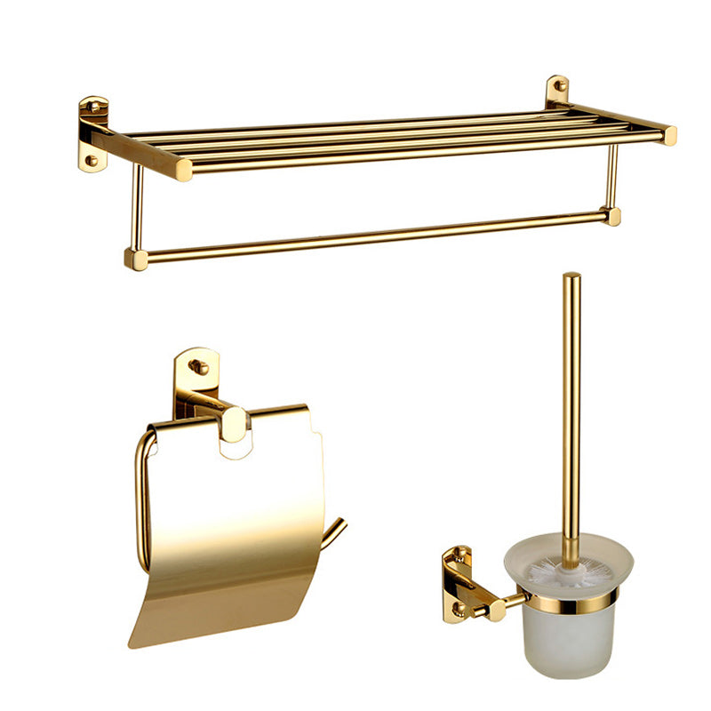 Polished Gold 4 Piece Bathroom Accessory Set Brass Bathroom Hardware