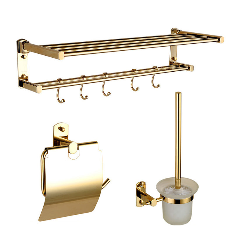 Polished Gold 4 Piece Bathroom Accessory Set Brass Bathroom Hardware