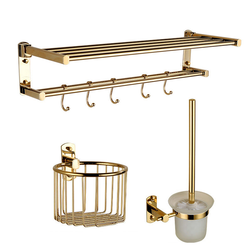 Polished Gold 4 Piece Bathroom Accessory Set Brass Bathroom Hardware