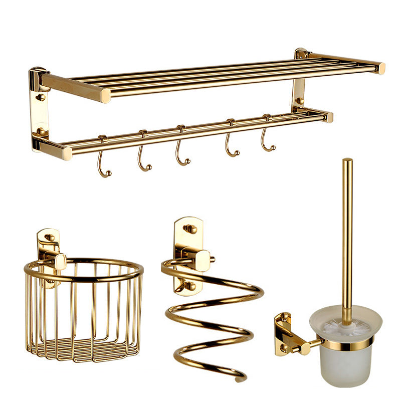 Polished Gold 4 Piece Bathroom Accessory Set Brass Bathroom Hardware