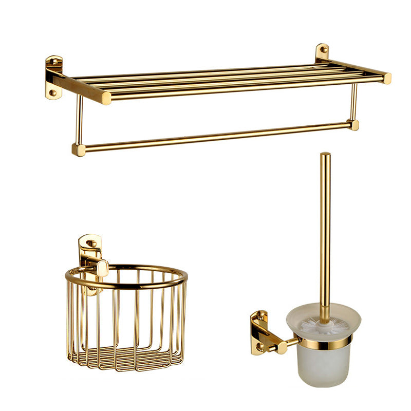 Polished Gold 4 Piece Bathroom Accessory Set Brass Bathroom Hardware