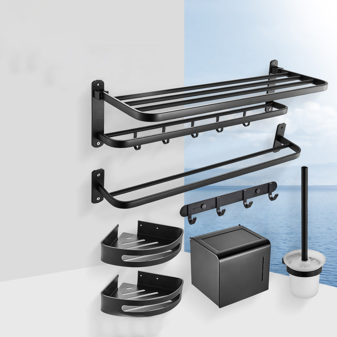 Modern Bathroom Accessory Set Metal Bathroom Hardware in Matte Black