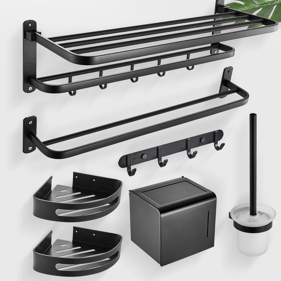 Modern Bathroom Accessory Set Metal Bathroom Hardware in Matte Black