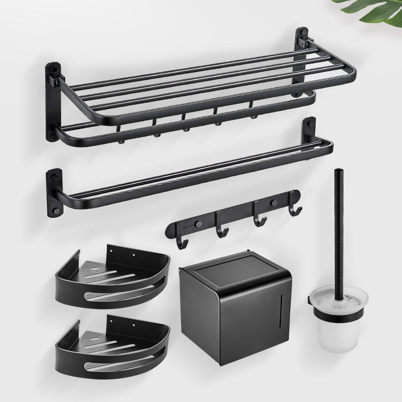 Modern Bathroom Accessory Set Metal Bathroom Hardware in Matte Black