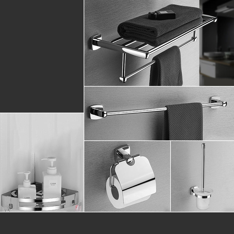 Polished Chrome Modernism Bathroom Accessory Set Bath Shelf/ Towel Bar/Robe Hooks Included