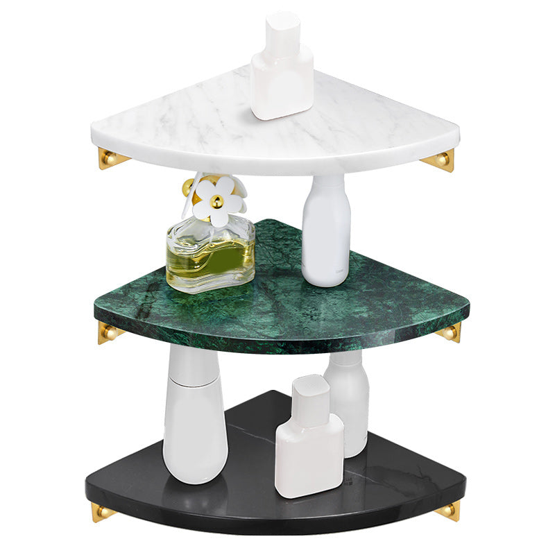 2 Piece Bathroom Hardware Set Metal and Marble Bath Shelf Set