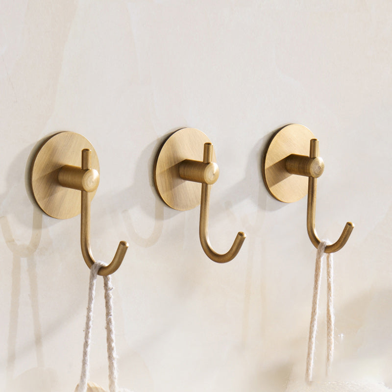 Brass 5 Piece Bathroom Accessory Set Vintage Metal Robe Hooks