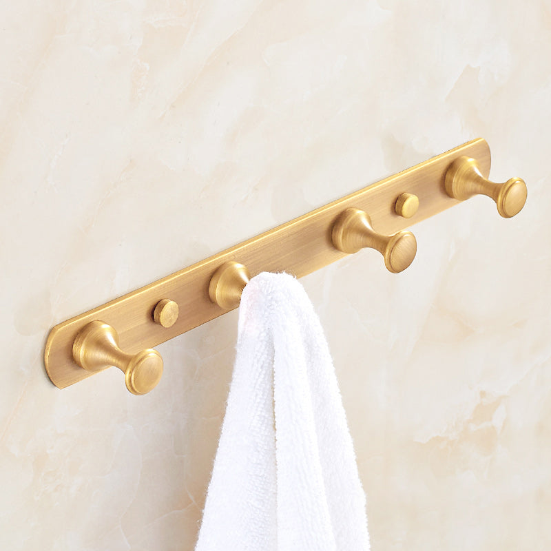 5 Piece Traditional Bathroom Accessory Set Brushed Brass Robe Hooks