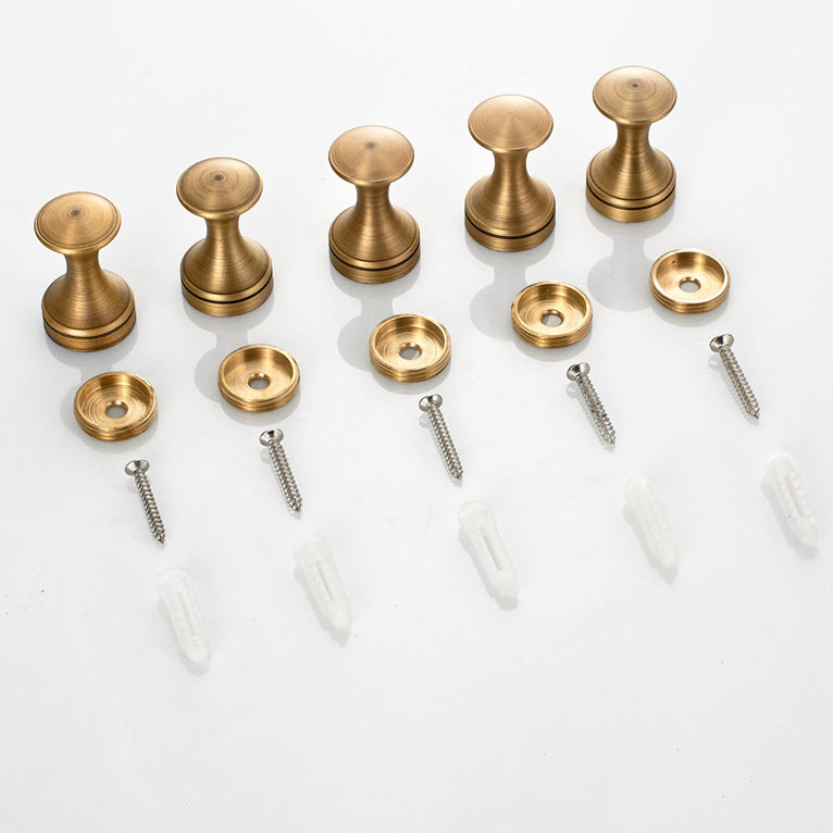 5 Piece Traditional Bathroom Accessory Set Brushed Brass Robe Hooks