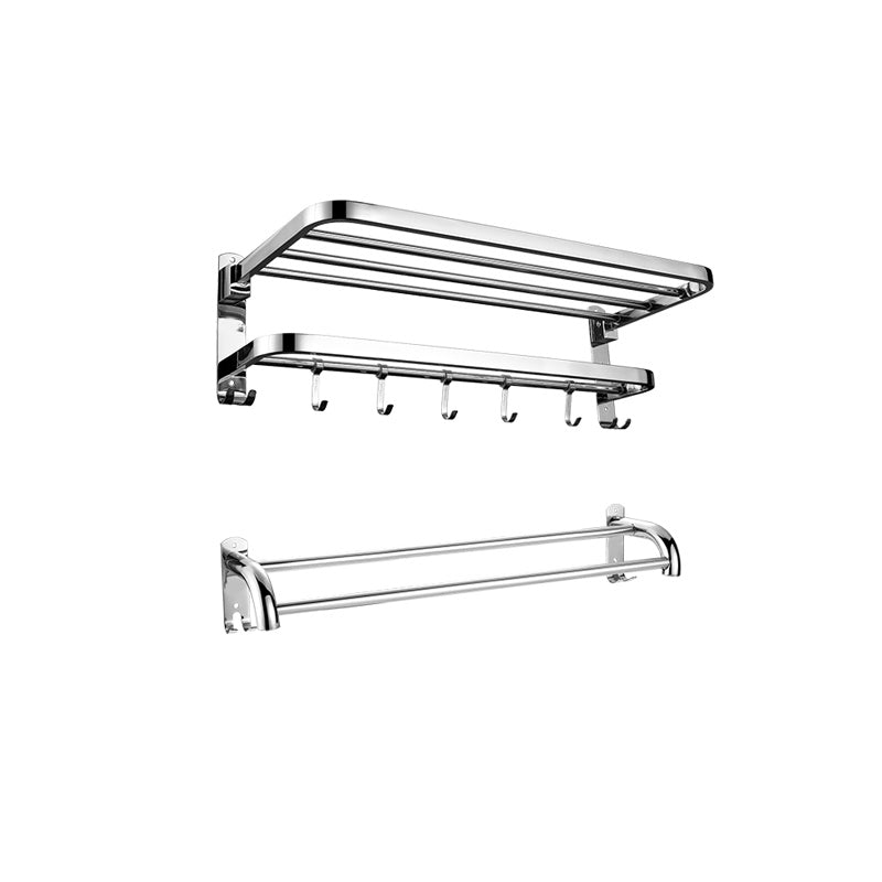 Contemporary Bath Hardware Set in Stainless Steel Chrome Robe Hooks/Towel Bar