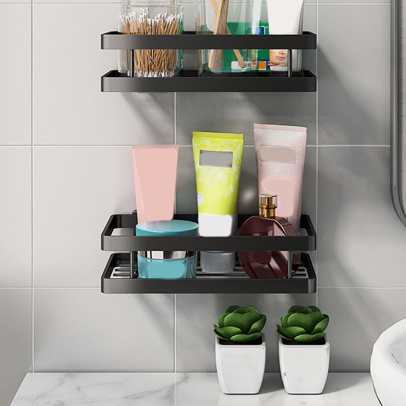 2 Piece Bath Shelf in Matte Black Metal Bathroom Hardware Set