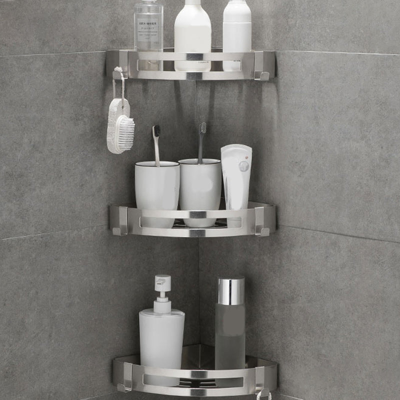 Contemporary 2/3-Piece Bathroom Accessory Set Geometric Bath Shelf in Stainless Steel