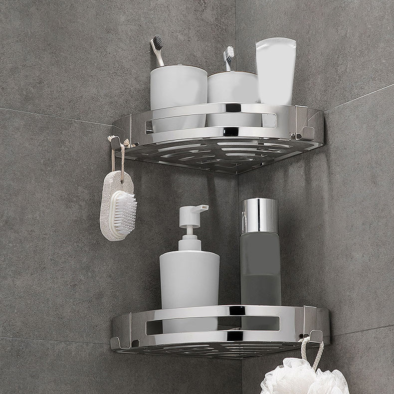 Contemporary 2/3-Piece Bathroom Accessory Set Geometric Bath Shelf in Stainless Steel