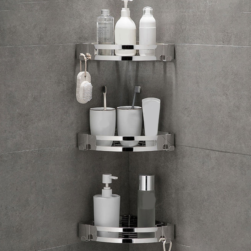 Contemporary 2/3-Piece Bathroom Accessory Set Geometric Bath Shelf in Stainless Steel