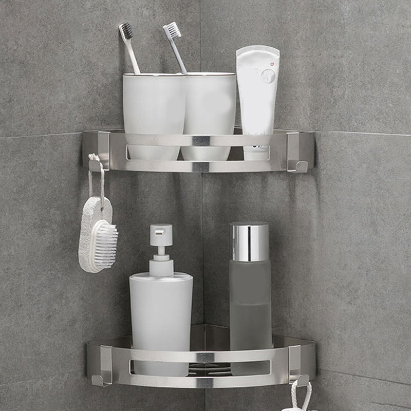 Contemporary 2/3-Piece Bathroom Accessory Set Geometric Bath Shelf in Stainless Steel