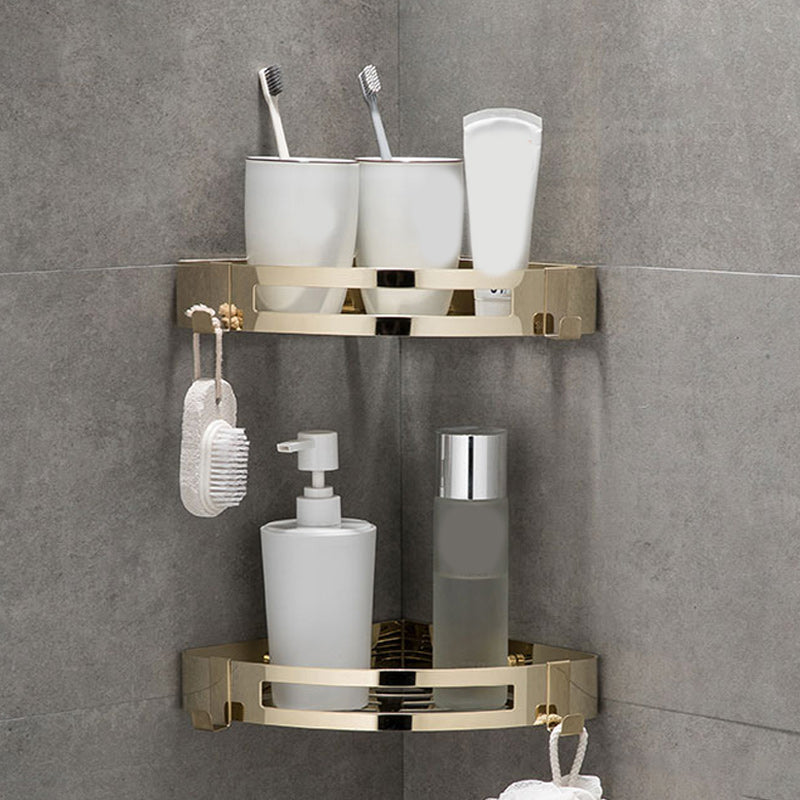 Contemporary 2/3-Piece Bathroom Accessory Set Geometric Bath Shelf in Stainless Steel