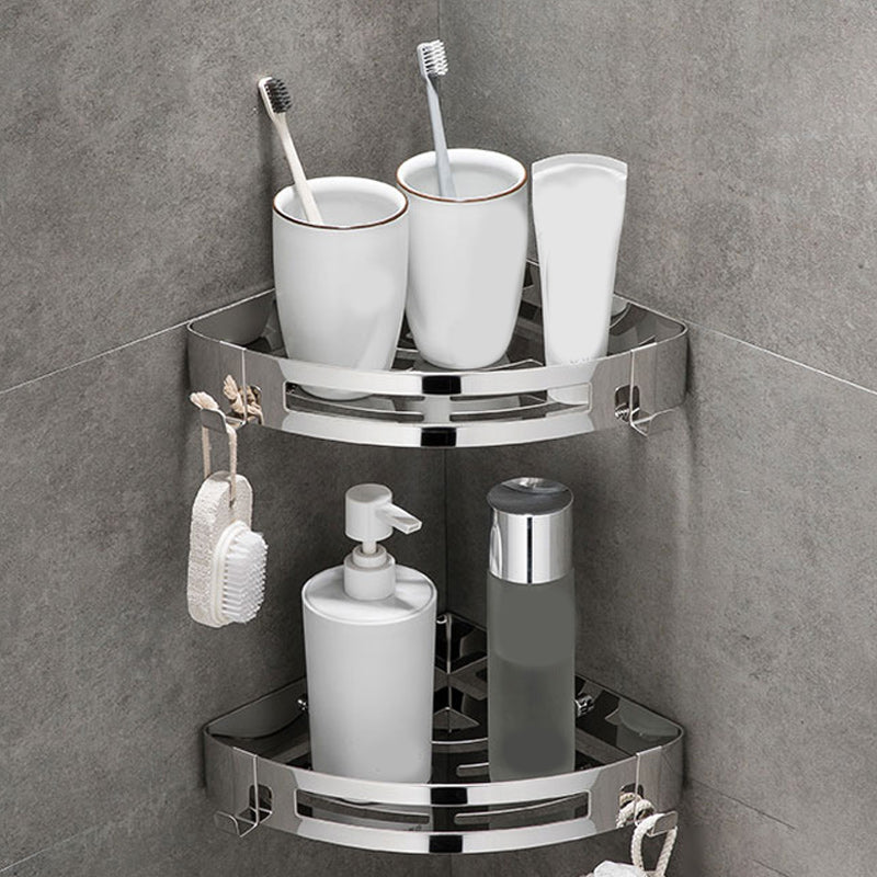 Contemporary 2/3-Piece Bathroom Accessory Set Geometric Bath Shelf in Stainless Steel