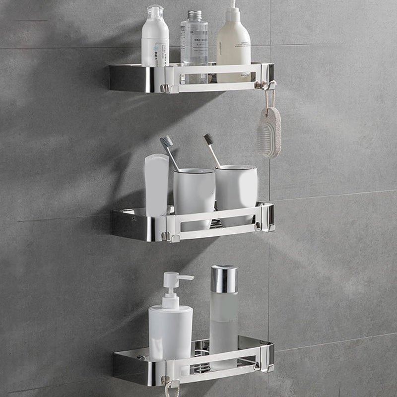 Contemporary 2/3-Piece Bathroom Accessory Set Geometric Bath Shelf in Stainless Steel