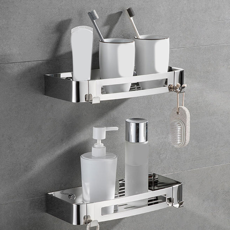 Contemporary 2/3-Piece Bathroom Accessory Set Geometric Bath Shelf in Stainless Steel