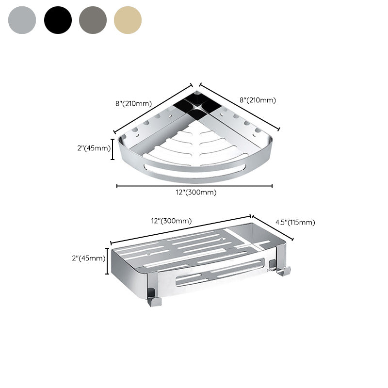 Contemporary 2/3-Piece Bathroom Accessory Set Geometric Bath Shelf in Stainless Steel