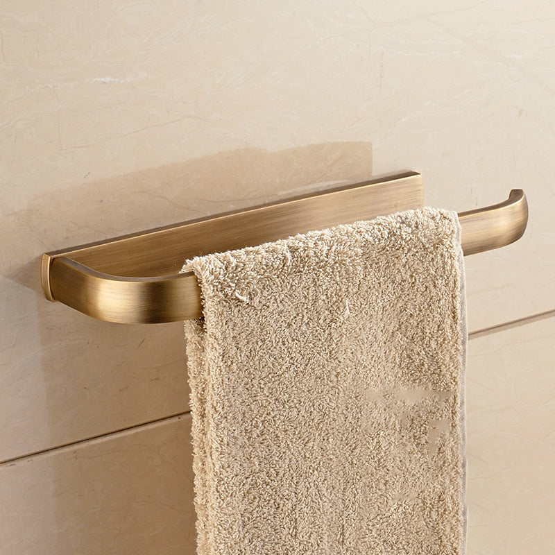 Brushed Brass 4-Piece Bathroom Accessory Set Vintage Bronze Bath Shelf/Towel Bar