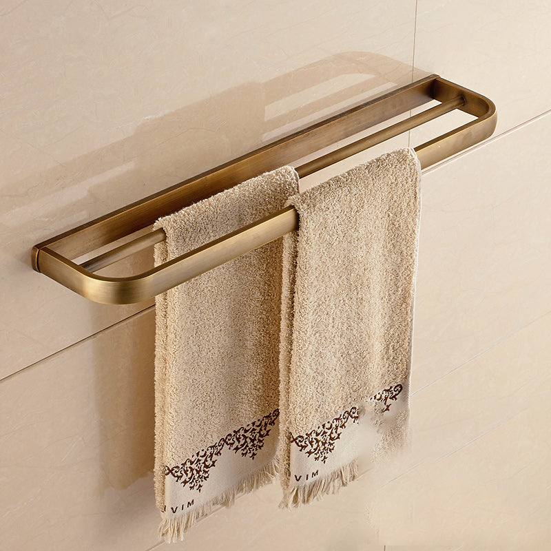 Brushed Brass 4-Piece Bathroom Accessory Set Vintage Bronze Bath Shelf/Towel Bar