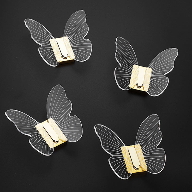 Modern Brass Bathroom Accessory Set Acrylic Butterfly Themed Robe Hooks
