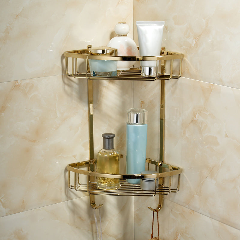 Polished Brass Classic Bathroom Accessory with Bath Shelf/Towel Bar & Paper Holder