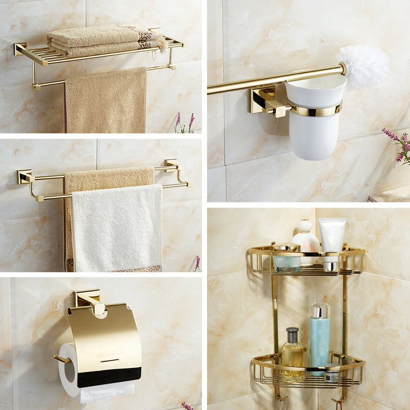 Polished Brass Classic Bathroom Accessory with Bath Shelf/Towel Bar & Paper Holder