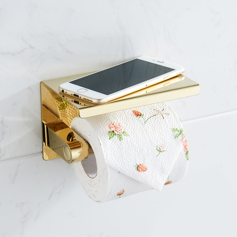 Polished Brass Classic Bathroom Accessory with Bath Shelf/Towel Bar & Paper Holder