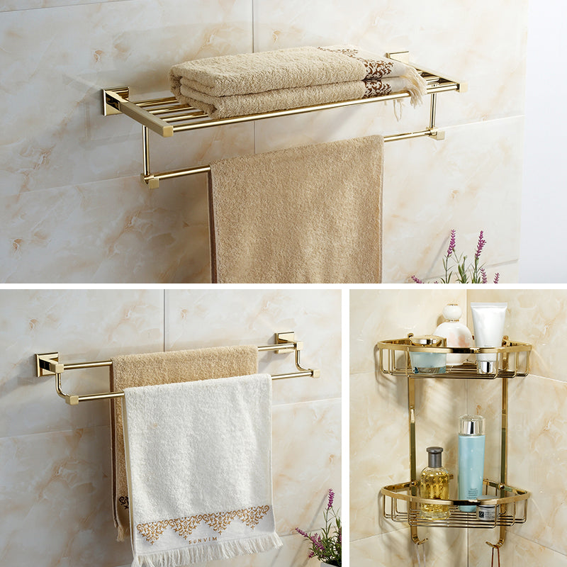 Polished Brass Classic Bathroom Accessory with Bath Shelf/Towel Bar & Paper Holder