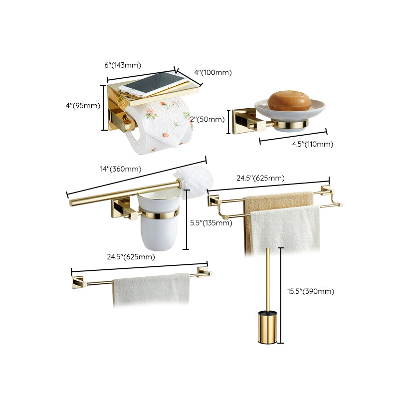 Polished Brass Classic Bathroom Accessory with Bath Shelf/Towel Bar & Paper Holder