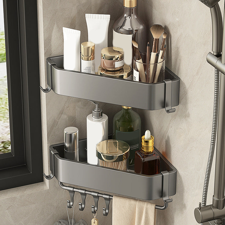 Matte Grey Bathroom Accessory Set Modern 3 - Piece Bath Shelf