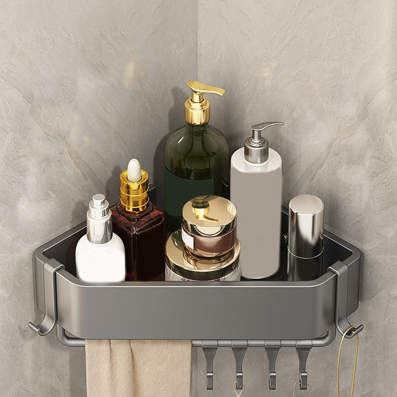 Matte Grey Bathroom Accessory Set Modern 3 - Piece Bath Shelf