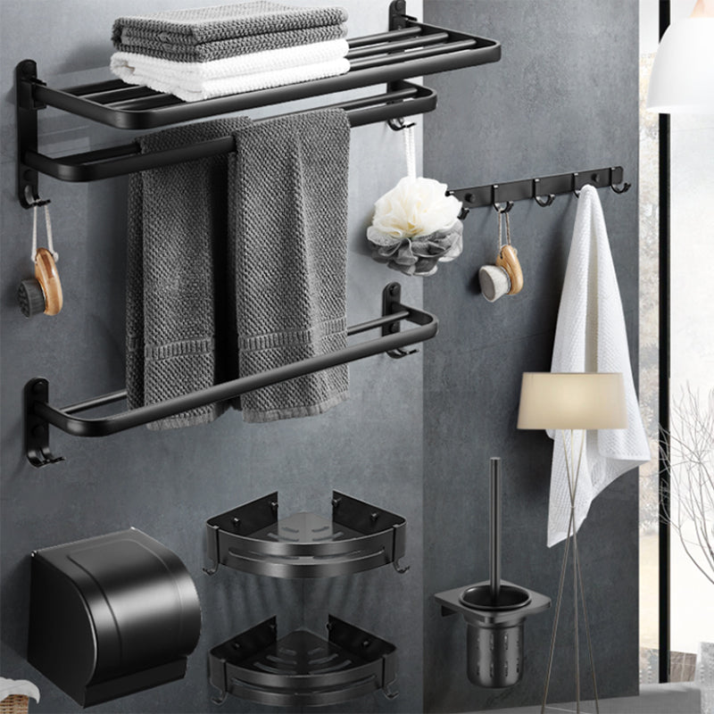 Modern Black Bathroom Accessory Kit Paper Holder Towel Bar Bath Hardware Set