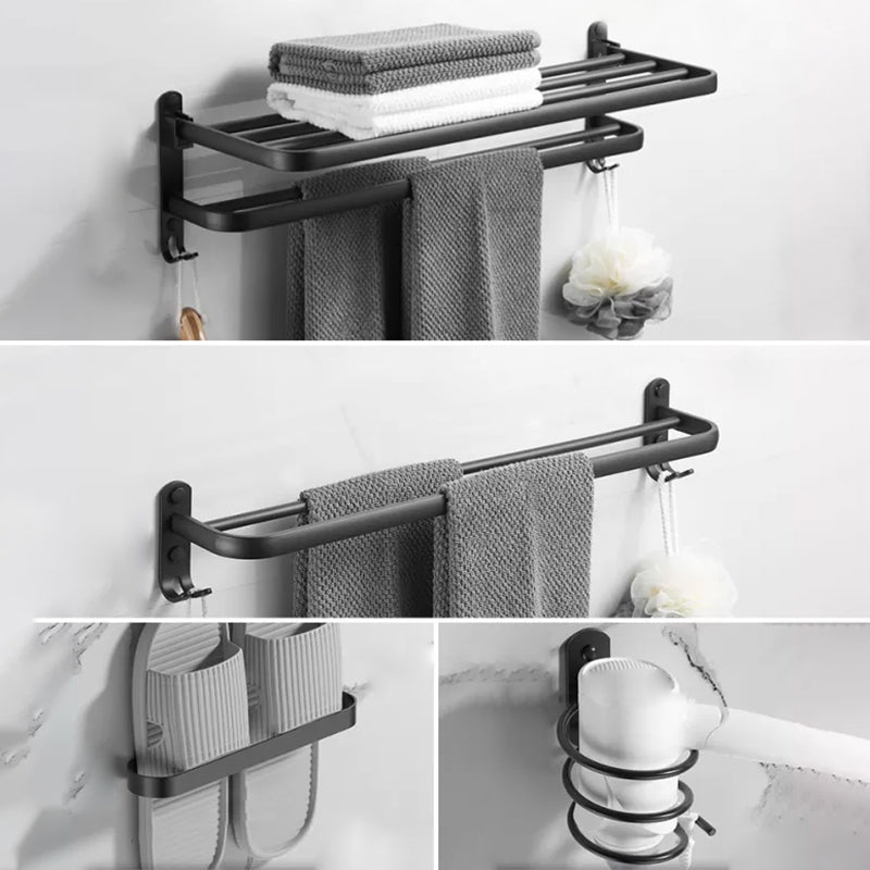 Modern Black Bathroom Accessory Kit Paper Holder Towel Bar Bath Hardware Set