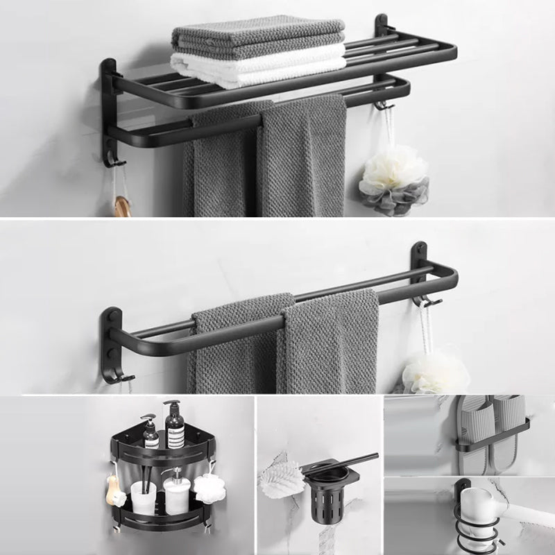 Modern Black Bathroom Accessory Kit Paper Holder Towel Bar Bath Hardware Set