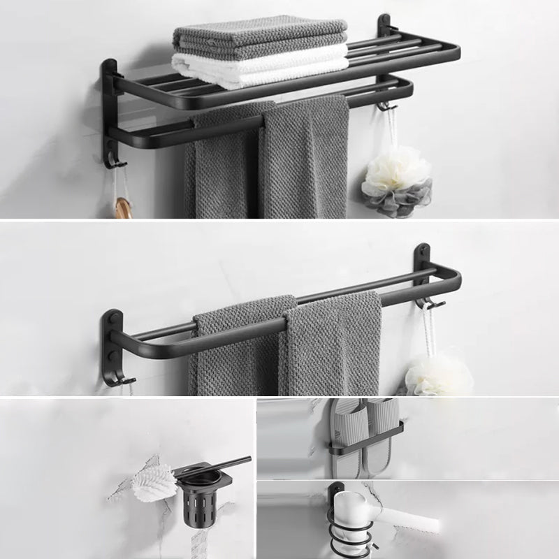 Modern Black Bathroom Accessory Kit Paper Holder Towel Bar Bath Hardware Set