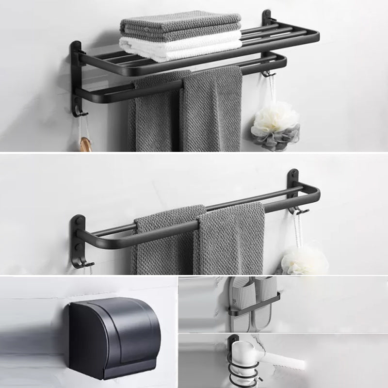 Modern Black Bathroom Accessory Kit Paper Holder Towel Bar Bath Hardware Set