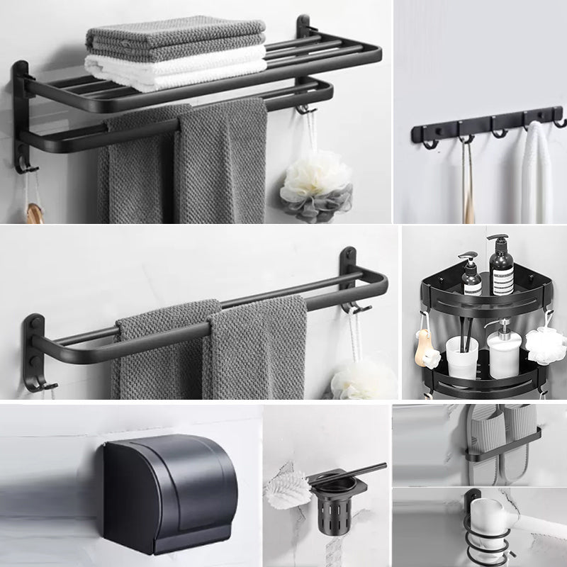 Modern Black Bathroom Accessory Kit Paper Holder Towel Bar Bath Hardware Set