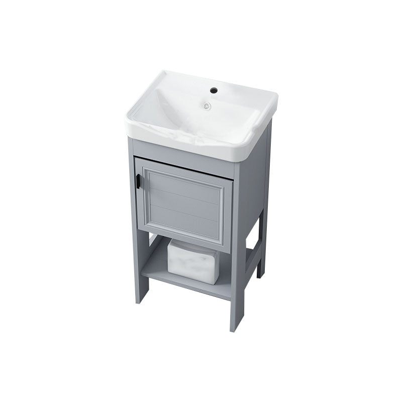 Shelving Included Bath Vanity Freestanding Grey Single Sink 2 Doors Metal Frame Vanity