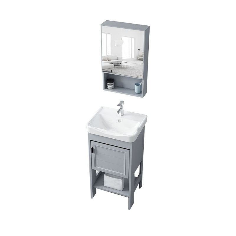 Shelving Included Bath Vanity Freestanding Grey Single Sink 2 Doors Metal Frame Vanity