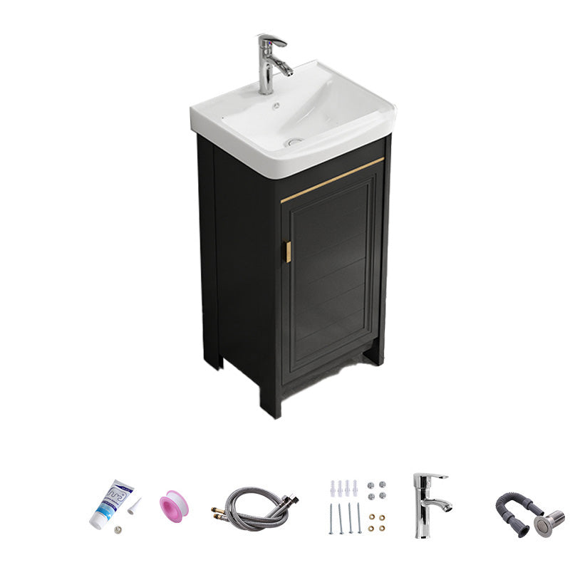 Free Standing Vanity Sink Ceramic Sink Drawers Faucet Vanity Set with Mirror